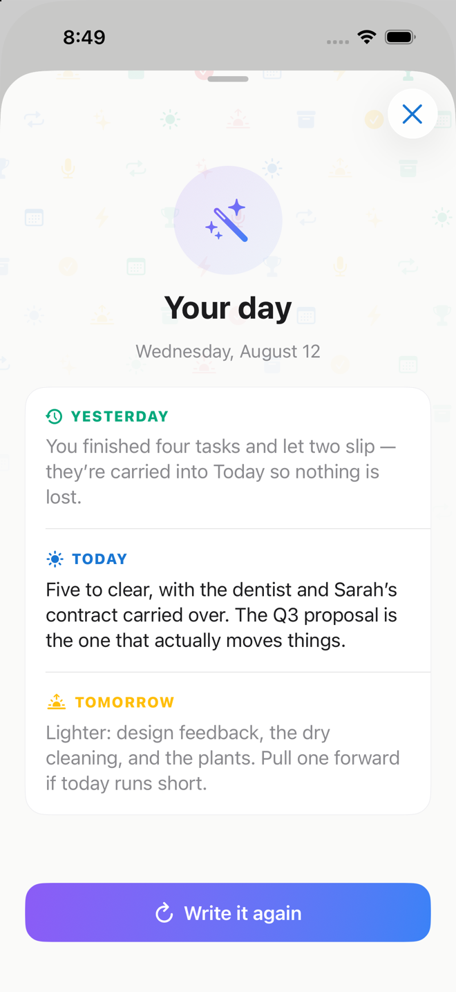 An AI-written summary of your day