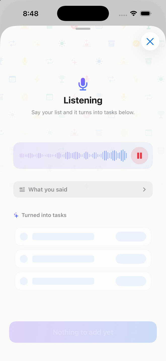 Dictating tasks in 2Days List